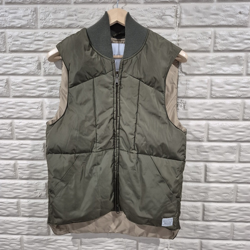 Deus Ex Machina Vest Mens Small Green Kenny Puffer Insulated Full Zip Biker‎
